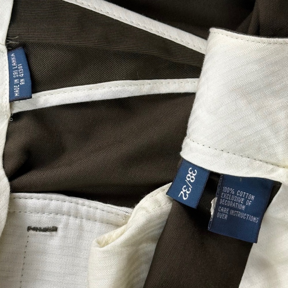 Polo Ralph Lauren Smith Pant Mens 38x32 Olive Green Cotton Twill Trousers - Picture 4 of 7